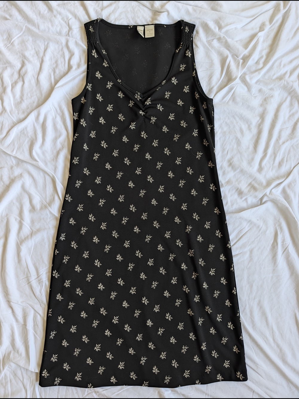 Dkny Black Sleeveless Floral-Print Shift Dress